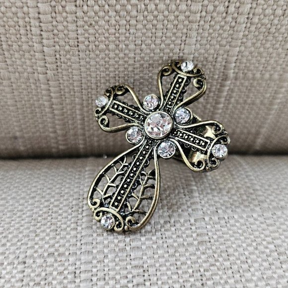 Free Press Ring Women Fashion Ring Gold Tone vintage Style Size adjustable 7-8 - Picture 7 of 10